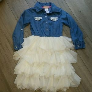 Little Lass 4T Jean and Tulle Dress